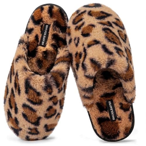 Snug Leaves Women's Fuzzy Scuff Slippers Memory Foam Non-slip House Shoes | Plush Faux Fur, Effortless Slip-on, Pillow Soft Cushion, Anti-slip TPR Sole, Diverse Shades, Machine‑washable