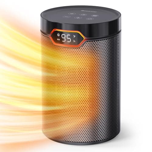 BREEZOME Space Heater,1500W PTC Ceramic Portable Electric Heaters,Black | 24H Timer,ECO Thermostat, 2s Heat, Quiet 34dB,Overheating Protection and Tip-Over Protection,for Indoor Use