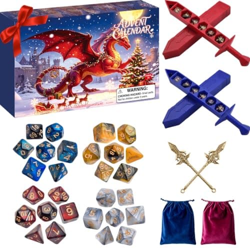 DND Dice Advent Calendar 2026, 24 Days Halloween Christmas Countdown Calendar, Surprise D&D Gifts for Dice Goblin, Adults, Teens & Kids, DND Polyhedral Dice Sets for Dungeons and Dragons TTRPG Fan, MTG, Role Playing Table Game Christmas Advent Calendar 2026