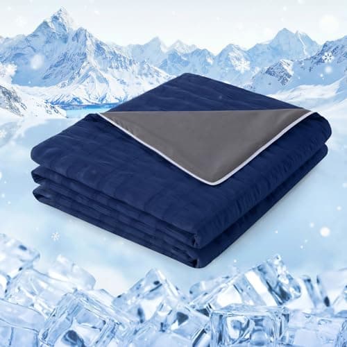 GEMBED Summer Cooling Blanket for Hot Sleepers - Throw Size, 50"x70" | Double-Sided Design Cold Blanket Thin Lightweight Breathable for Night Sweat Bed Couch Sofa - Deep Blue