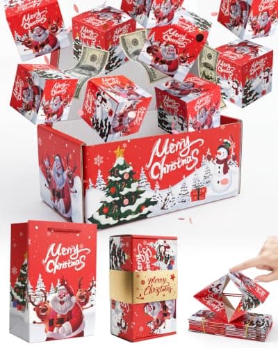 Rokeblau Christmas Box Gift Box, 12 Pcs Pop Out Explosion Cash Gift Box | Pop Out Design, 12 Pieces, Cash Box Set, Christmas Theme