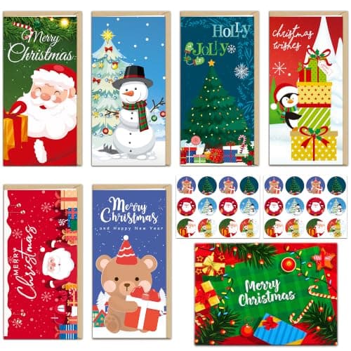 Christmas Money Cards with Envelopes,24Pcs Christmas Money Holders for Cash | Stocking Stuffers,24Pcs Christmas Money Holder Cards with Stickers,Holiday Cash Check Holder Party Favors