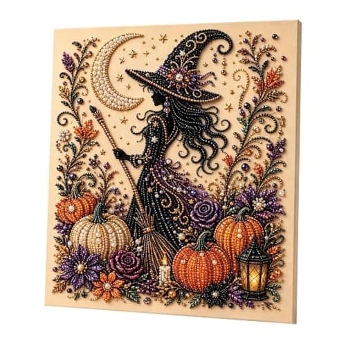 KSKBLZDJD Halloween Diamond Art Kits for Adults DIY Pearl Beads Painting Wall Decor Cute Art Craft Kit for Beginner Fall Home Decore Gift Stress Relief