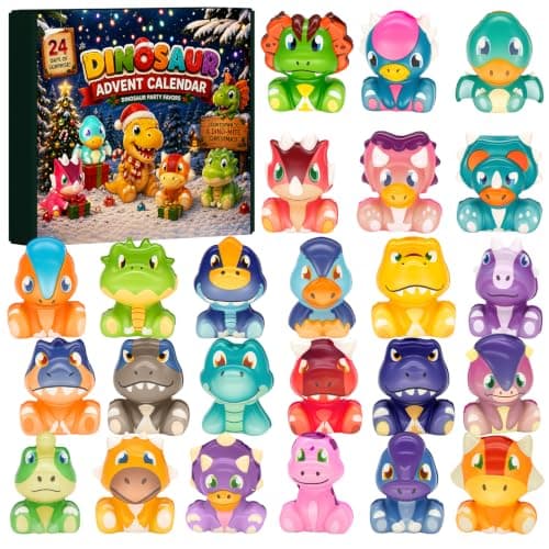 Dinosaur Advent Calendar 2026, 24-Day Christmas Countdown with Squishy Toys