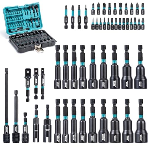 LIBRATON 54PCS Magnetic Nut Driver Set, Impact Drill Driver Bit Set 1/4" | Metric & SAE Nut Driver for Impact Drill, Socket Adapters, Screwdriver Bit, Quick-Release Extension, Storage Box