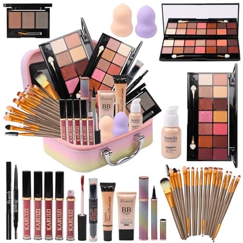 MTDXILTAI makeup sets for women,Professional Makeup Kit with Eyeshadow Palette,Brushes Set, Foundation, Lip Gloss, Travel Bag, Complete Beauty Set (Colorful bag)