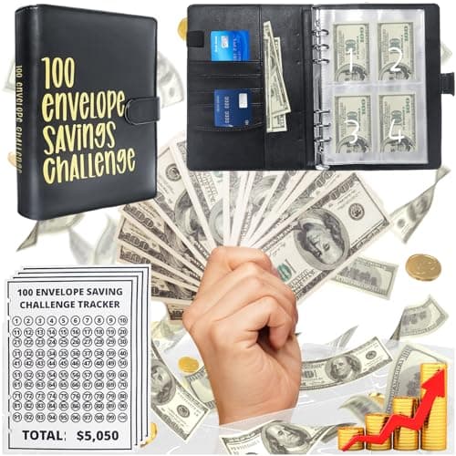 100 Envelopes Money Saving Challenge Binder, Budget Planner with Trackers