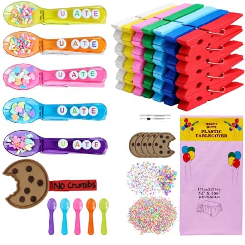 Thamtu Cheer Pins Spirit Clip U ATE Kit 60 Colored Wooden Clothes