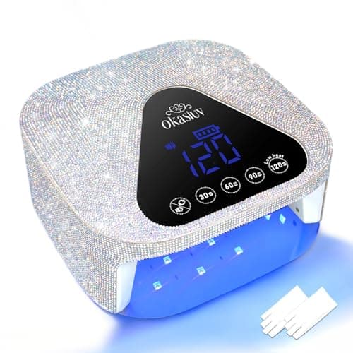 Okasiuv UV LED Nail Lamp with UV Gloves,Magnetic Metal Mirror Base Cordless Nail Dryer, Gel Polish Curing Light with 4 Timers,Touch Control Display,Auto Sensor for Professional Salon & Home