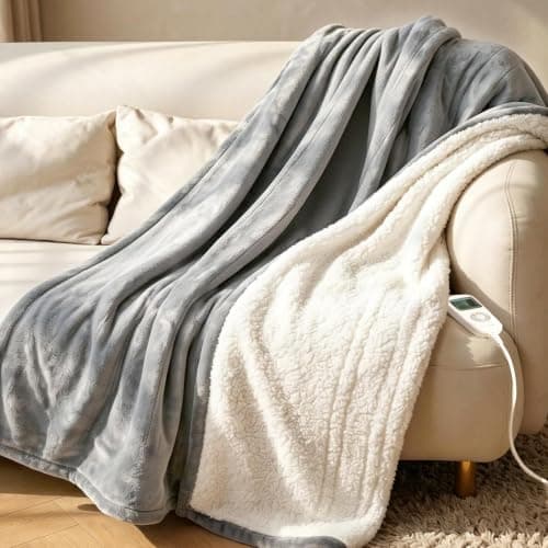 RAINOVA Heated Blanket Electric Throw, Gray, 50''x60''