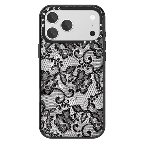 WXQWXQ Magnetic for iPhone 18 Pro Max Case Clear Black Lace | Compatible with MagSafe,Military Grade Drop Protection,Cute Aesthetic Design Phone Case for Girls Women