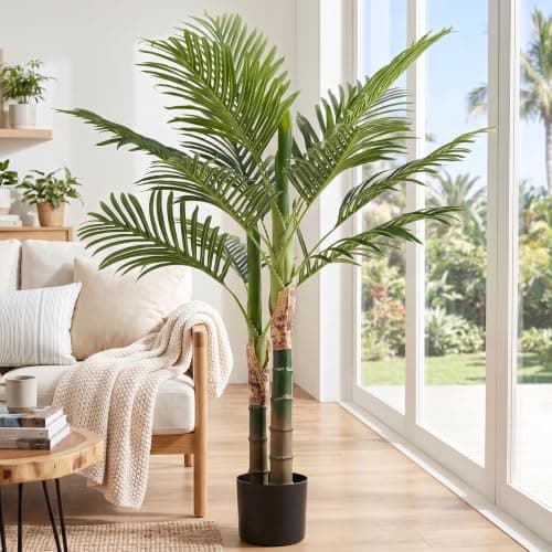 DUMOS 47in Artificial Palm Tree, Realistic Faux Indoor Floor Plant in Pot with Lifelike Leaves for Living Room, Bedroom, Office Corner, Modern Home Decor, Tropical Greenery Accent