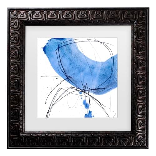 Trademark Fine Art Framed Wall Art - Iris Lehnhardt 'Blue' Wall Decor with Matted Frame