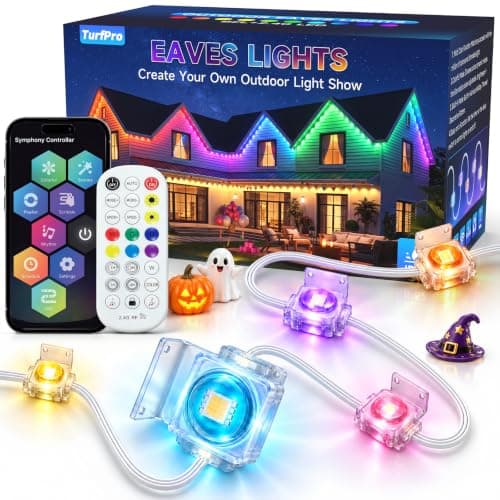 100FT Permanent Outdoor Lights for House,Smart RGB+IC Halloween Eave Lights | LED String Lights with App/Remote Control, 50 LED Lights, Music Sync, IP67 Waterproof, for Christmas Thanksgiving Decor