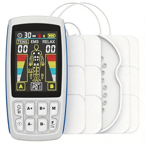TENS Unit EMS Muscle Stimulator, 3-in-1 Dual Channel Electronic Pulse TENS Machine with Clear LCD Screen, 28 Modes Rechargeable Pain Relief Machine for Back, Sciatica, Neck, Knee & Muscle Soreness