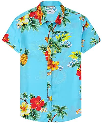WENTTUO Men's Hawaiian Shirt Short Sleeve Button Down Tropical Summer Beach Casual Shirts