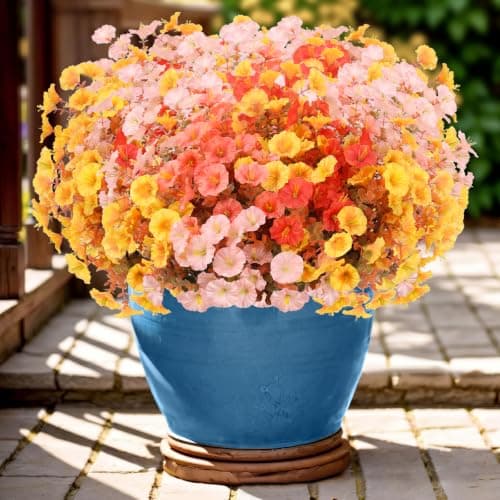 12 Bundles Fall Artificial Morning Glory Flowers for Outdoors(Fall Mixed4)