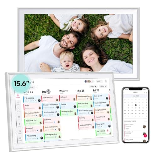 15.6" Smart Digital Calendar, No Subscription WiFi Touch 1080P Wall Planner | Cross-platform WiFi sync with iCloud, Google & Outlook, FHD touch wall family organizer for shared schedules & chore tracking