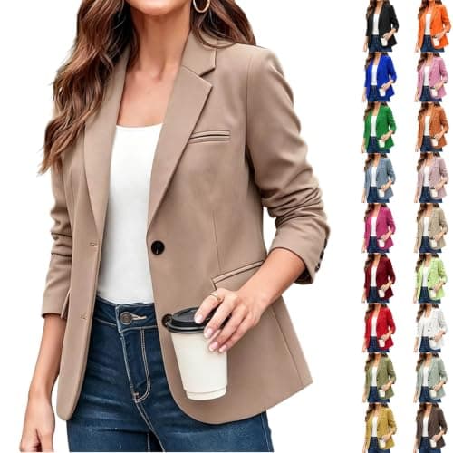 Petite Blazer for Women Business Casual Work Suit Jacket Khaki