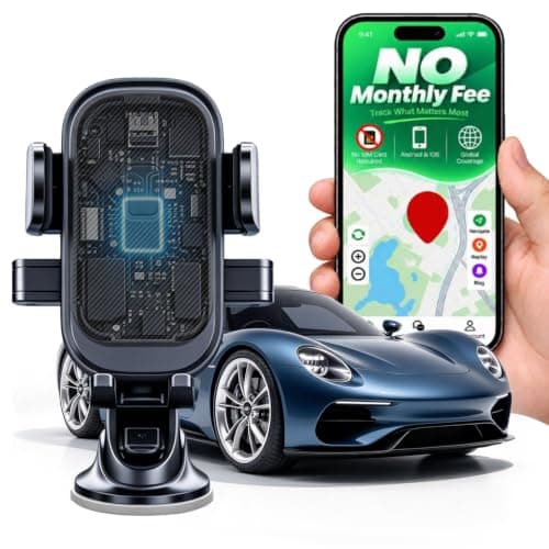2-in-1 Car Phone Mount with Black GPS Locator - Tracking -Ideal for Covert Car TrackingSuitable for Cars, Trucks Android Systems No Subscription Required