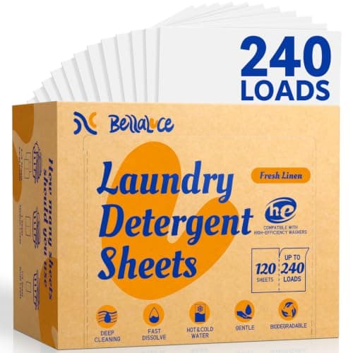 BellaLuce Laundry Detergent Sheets, Fresh Linen Scent, 240 Loads