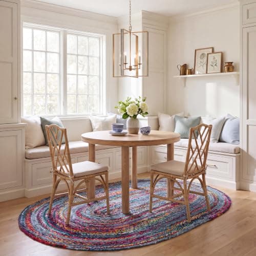 SAFAVIEH Braided Oval Rug 5x8, Blue & Red BRD250L