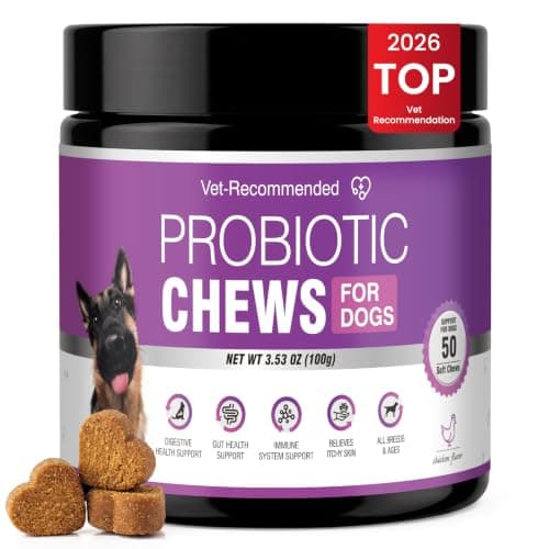 Probiotics for Dogs Dog Probiotics for Digestive Health Probiotic for Dogs Gut Health Itchy Skin Dog Probiotics for Diarrhea Dog Constipation Relief Gas for Dogs Immune Support Chicken Flavor 50ct