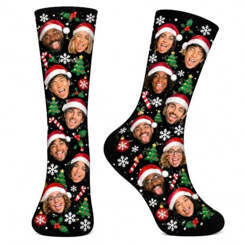 VKPOYNRO Personalized Custom Funny Face Socks, Custom Photo Head Socks, Christmas Gift for Boyfriend Girlfriend Friends Family, Unique Novelty Present