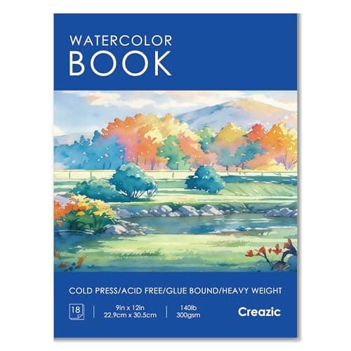 Creazic Watercolor Paper Pad, 9"x12", 140lb/300gsm Cold Press Artist Paper | Water Color Paper with Good Absorbency, Acid-Free Watercolor Pad, Ideal for Watercolor, Sketching, Adults, Kids & Beginners