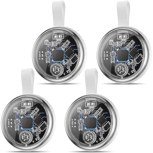 2026 أجهزة تعقب جديدة - حزمة من 4 قطع متوافقة مع تطبيق «Find My» من Apple (نظام iOS فقط)، جهاز تعقب بلوتوث ذكي مقاوم للماء، جهاز تعقب المفاتيح ومحدد موقع الأغراض للمفاتيح والمحفظة والأمتعة والحيوانات الأليفة (أبيض، حزمة من 4 قطع)
