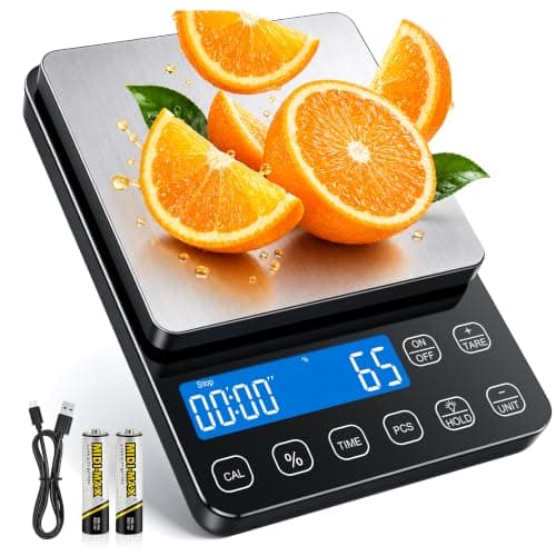 Food Scale, 0.1g Precision Digital Kitchen Scale With Percentage Mode | 22lb Baking Scale for Recipes in Grams and Ounces, with 9 Units, Piece Counting, and a Built-In Timer for Ingredient Prep.