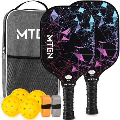 MTEN Pickleball Paddles Set of 2/4/1, USAPA Approved Fiberglass Rackets | Lightweight Set for Men, Women, Beginners & Intermediate