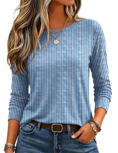 Zeagoo Women's Casual Shirts Long Sleeve Tops Crewneck Tshirts Fall Clothes | Breathable Comfort Lightweight Basic Tees,Casual Workout Clothes,Solid or Graphic Tshirts,2026 Fashion Outfit