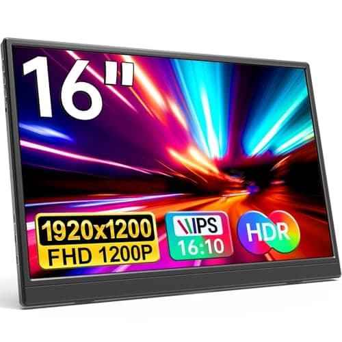 شاشة YPI محمولة مقاس 16 بوصة بدقة FHD 1200P مزودة بموصلات HDMI/USB-C، شاشة خارجية مخصصة للسفر