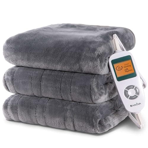 RAINOVA Heated Electric Throw Blanket, Gray, 90''x100''