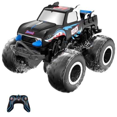 STEMTRON RC Monster Truck 1:20 All Terrain Off-Road Amphibious RC Car | Waterproof Car Toy Gifts 2.4GHz 360° Rotation Remote Control Boat Vehicle Toy Pool Beach Sand for Kids Boys Girls