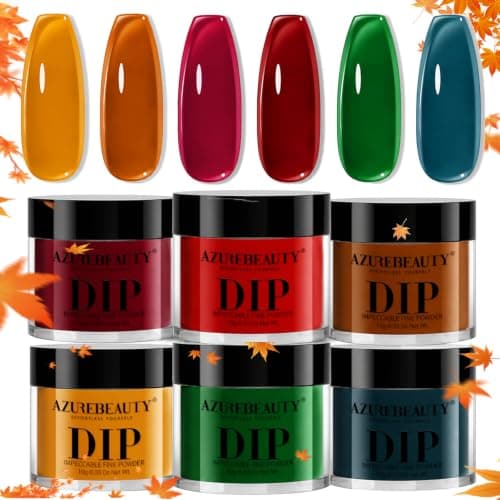 AzureBeauty 6Pcs Vintage Retro Jelly Amber Dip Powder Set | Translucent dipping powder shades, ideal for nail art. Perfect starter kit for salon & home DIY manicure designs.