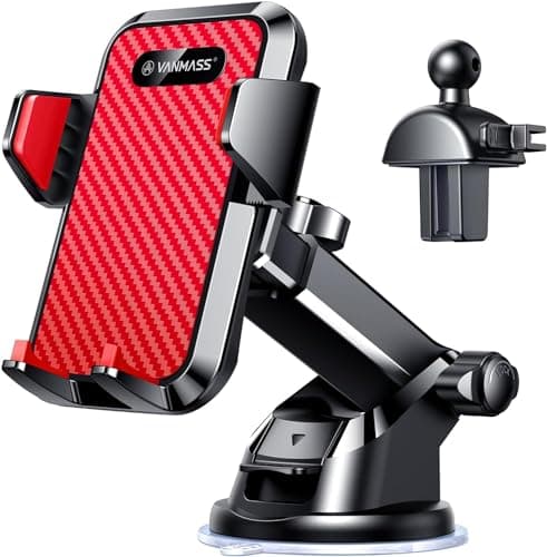 VANMASS【85+LBS Strongest Suction & Military-Grade Ultimate Car Phone Mount【Patent Safety Certs】 Cell Phone Holder for Dash Windshield Vent for iPhone 18 17 Pro Max Automobile Interior Sets, Ink Black