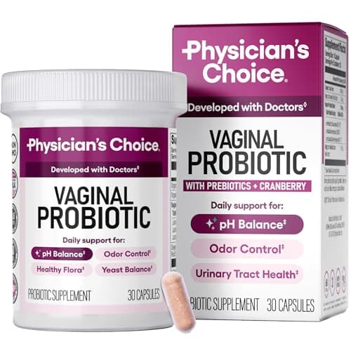 Physician's CHOICE Vaginal Probiotics for Women, pH Balance & Odor, 30ct | Supports Odor Control, Vaginal Flora, Yeast Balance & Feminine Health, 6B CFU, Organic Prebiotics, Cranberry Extract