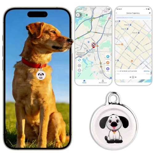 GPS Tracker for Dogs, Pet Location Tracker, No Monthly Fee/No SIM Card, IP68 Waterproof, Real-Time GPS Tracking Device for Cats Android and iOS View 30 Historical Records 1-Year Battery Life