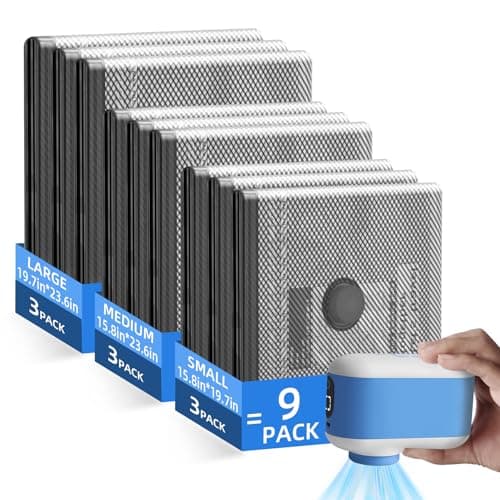 AFAITH Vacuum Storage Bags with -60000Pa USB Pump, 9 Pack Vacuum Seal Bags for Clothing Travel in 3 Sizes, Travel Vacuum Bags with Pump for Luggage Packing, Seasonal Storage