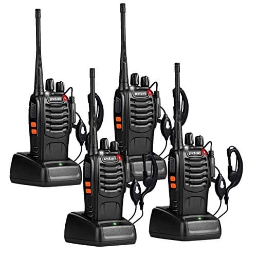 pxton Walkie Talkies Long Range for Adults with Earpieces,16 Channel Walky Talky Rechargeable Handheld Two Way Radios with Flashlight Li-ion Battery and Charger(4 Pack)