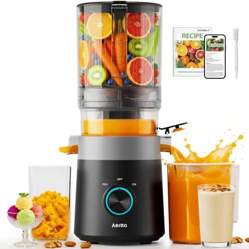 Aeitto 3-in-1 Juicer Machines, 6.0" Wide Mouth, Mesh-Free Easy to Clean | Juice, Sorbet & Nut Milk | Cold Press Juicer for Whole Fruits & Vegetables | 100oz Capacity | Reverse Function | With Brush