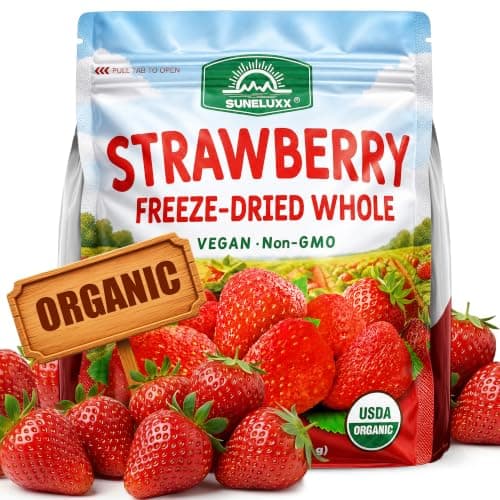 Organic Freeze Dried Strawberries Whole, Dehydrated Strawberry Fruit | Crispy No Sugar Added Dry Berries, Perfect for Yogurt Cereal Bowls, Baking Cake Breakfast Snacks, Vegan No Additives (8.5oz)