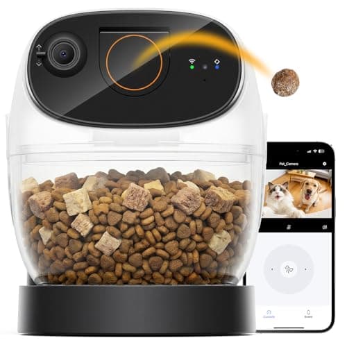 Cypcat 3K Pet Camera Treat Dispenser for Dogs & Cats - 32ft Remote Tossing Security Indoor Cam with 360° View, Phone App, Bark Alert, Privacy Cover, 2.4/5G Dual-Band WiFi, No Subscription - Robot M3