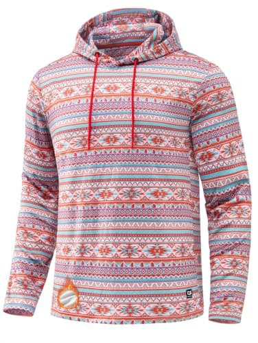 Men's Golf Hoodies Fleece Athletic Hooded Sweatshirt White Red Stripes,L | 2 Pockets, Lightweight, Warm Hoodies Pullover, Long Sleeve, Stretchy, Moisture Wicking, Adjustable Drawstring, Casual