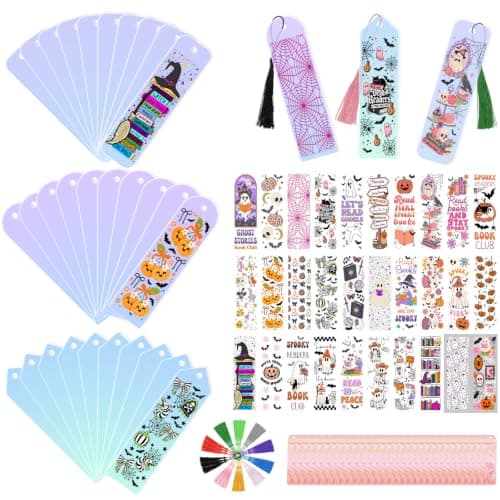 120PCS Acrylic Bookmark Making Kit,Iridescent Clear Acrylic Bookmark Blanks
