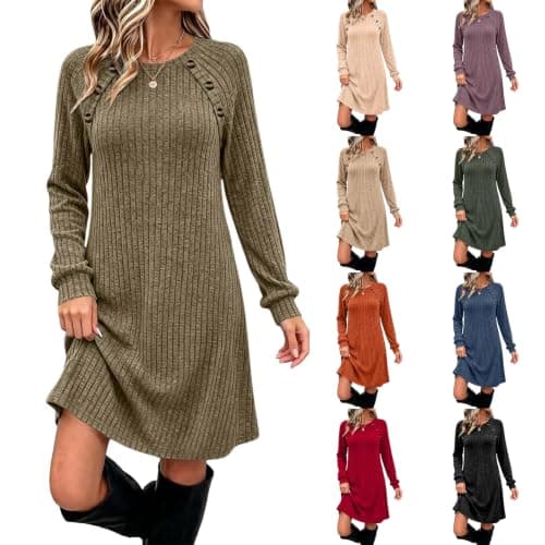 Fall Sweater Dresses for Women 2026 Long Sleeve Knit Dresses with Pockets | Ropa de Mujer Casual y Moderna Fall 2026 Womens Fashion Christmas Gift Basket Stuffer