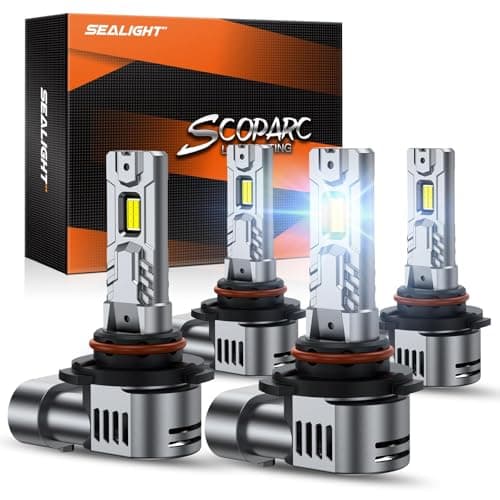 SEALIGHT 9005 9006 Bulbs 160,000LM Higher Brightness 6500k Cool White with Cooling Fans, 9005/HB3 Light 9006/HB4 Powersports LED Fog Lights 52W High Power 1:1 Design, 4 Pack