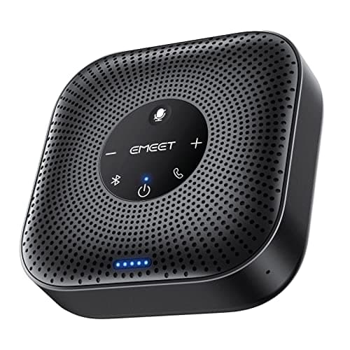 EMEET M0 Plus Conference Speaker and Microphone, 4 Mics 360° Voice Pickup | Noise Reduction, USB C&C-to-A Adapter, Bluetooth Speakerphone for 8 People w/Daisy Chain for 16, Works with Leading Software
